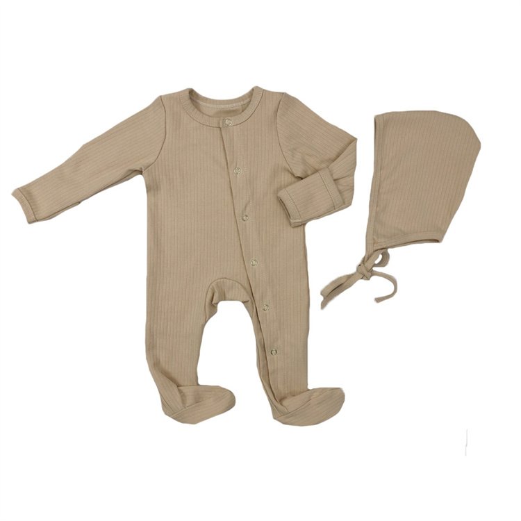 thermal high quality new born bodysuit plain baby pyjamas set cotton long sleeve baby romper