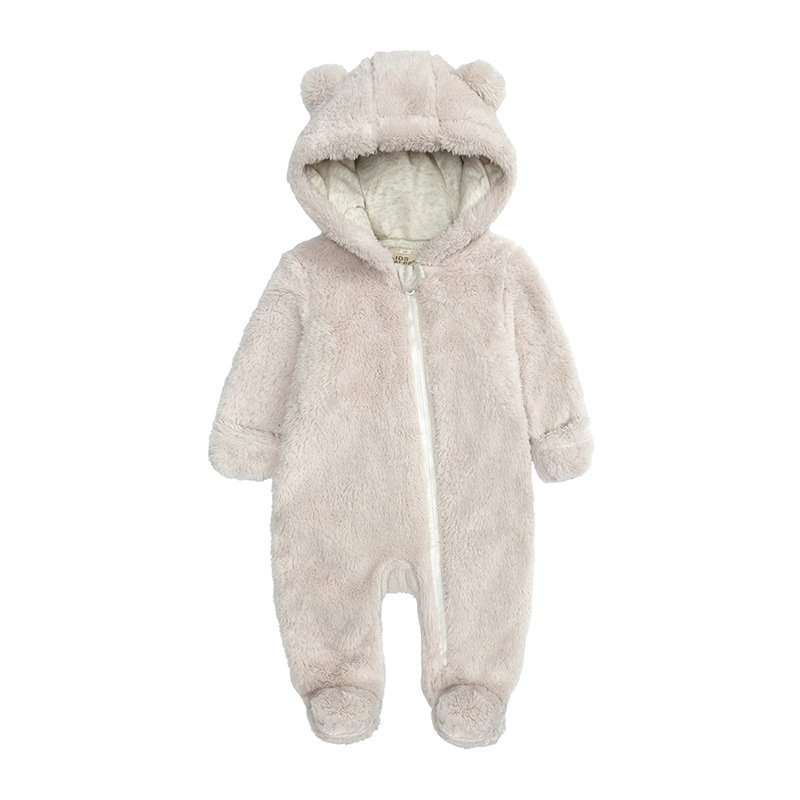 Winter cute wholesale long sleeve warm baby overall tracksuits oversized fleece velvet bear baby animal romper girl boy