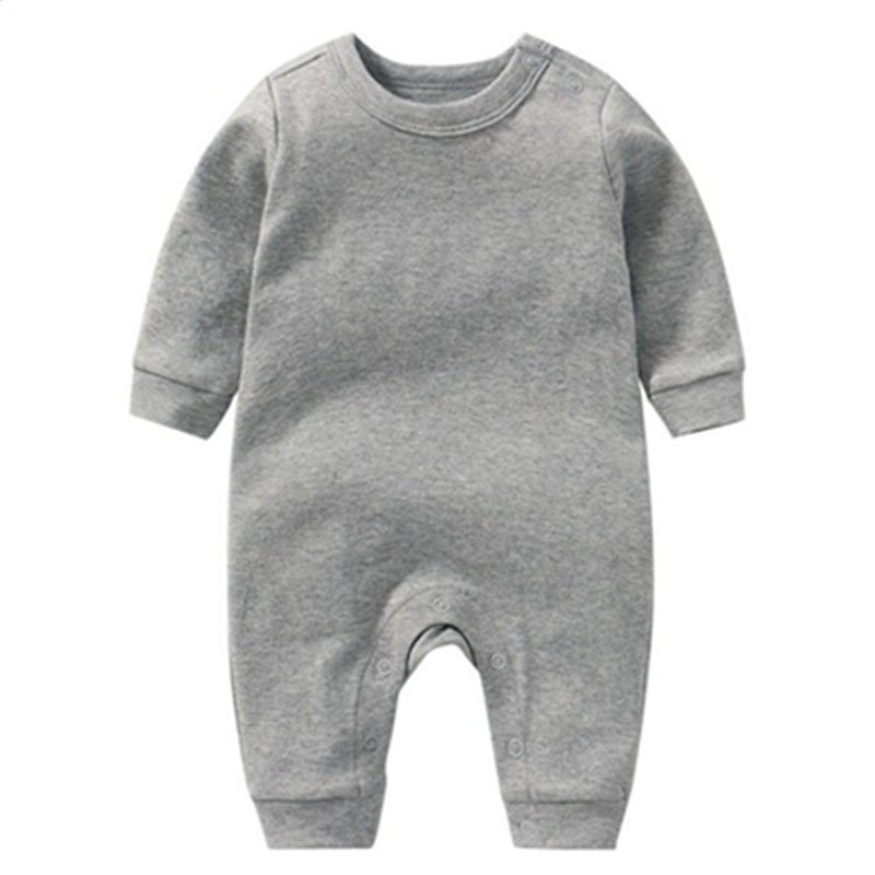 warehouse High quality knitted Long Sleeve Baby Rompers 100% Cotton custom logo newborn baby onesie