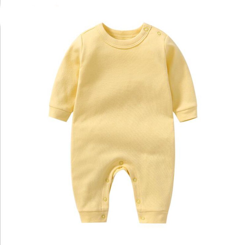 warehouse High quality knitted Long Sleeve Baby Rompers 100% Cotton custom logo newborn baby onesie