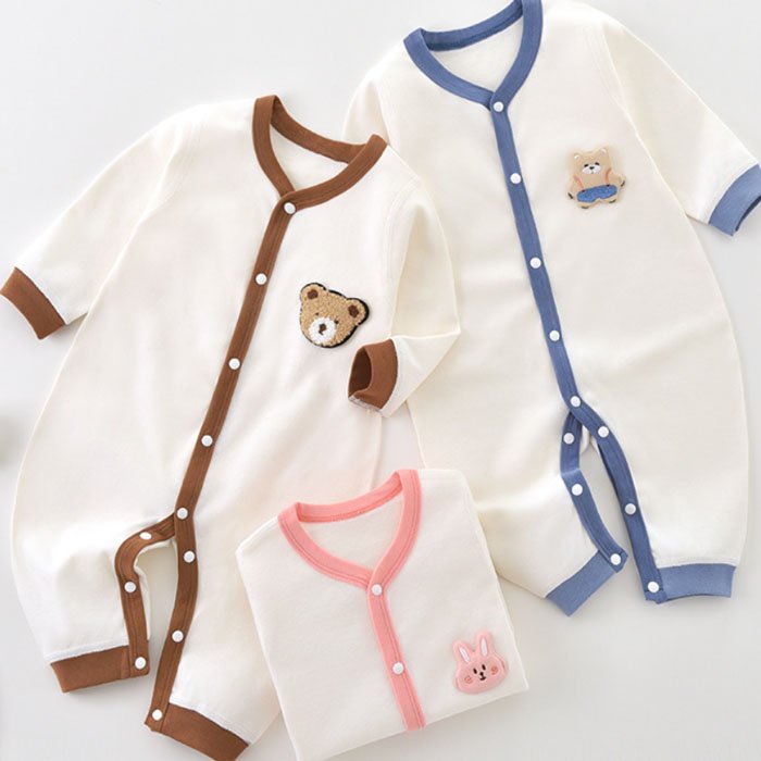 Wholesale Baby Rompers Clothes Long Sleeve 0-12Months 100% Cotton Infant Unisex Boys Girls Onesies