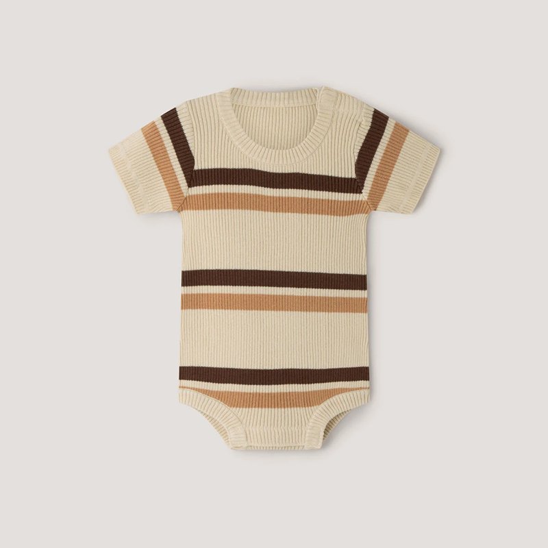Organic cotton soft infant toddler stripe romper jumpsuit for baby infants.