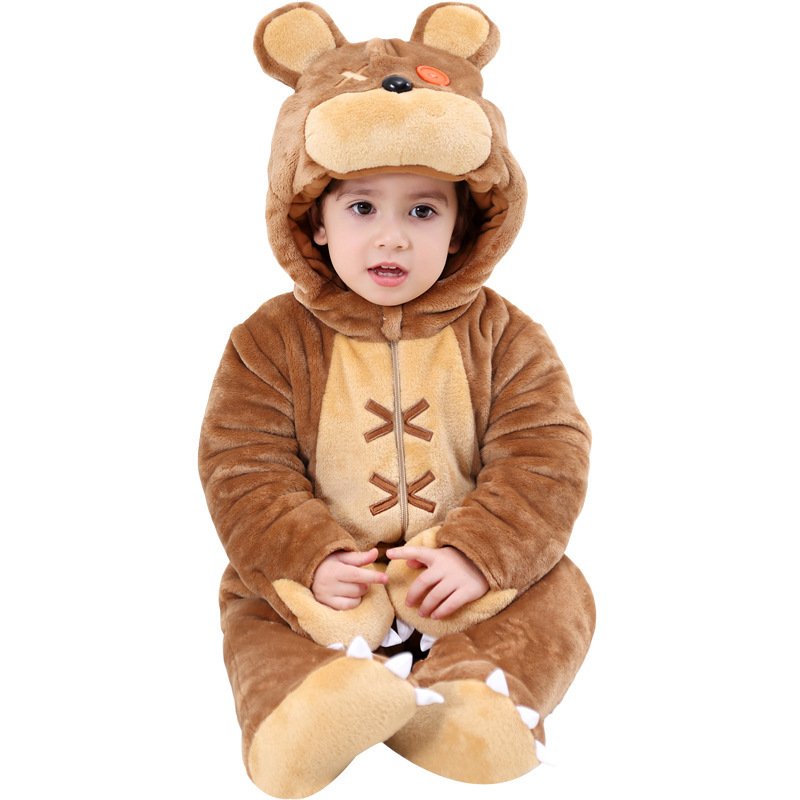 Cute Winter New Children Flannel Coat Clothes Autumn/winter Children's Out Wear Baby Jumpsuit Full 100% Polyester Unisex