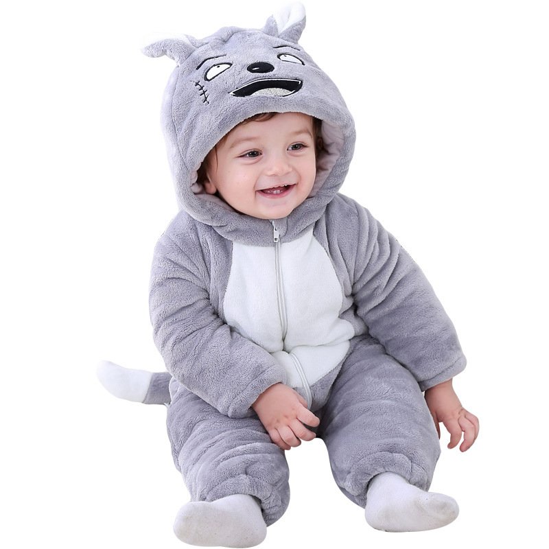 Cute Winter New Children Flannel Coat Clothes Autumn/winter Children's Out Wear Baby Jumpsuit Full 100% Polyester Unisex