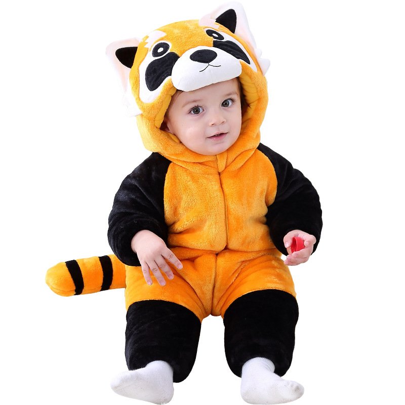 Cute Winter New Children Flannel Coat Clothes Autumn/winter Children's Out Wear Baby Jumpsuit Full 100% Polyester Unisex