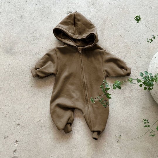 Baby Warm Intensification Pocket Hooded Zip-up Jumpsuit Newborn Clothes Baby Boy Comfy Hooded Romper Zip Girls Climbing Clothes