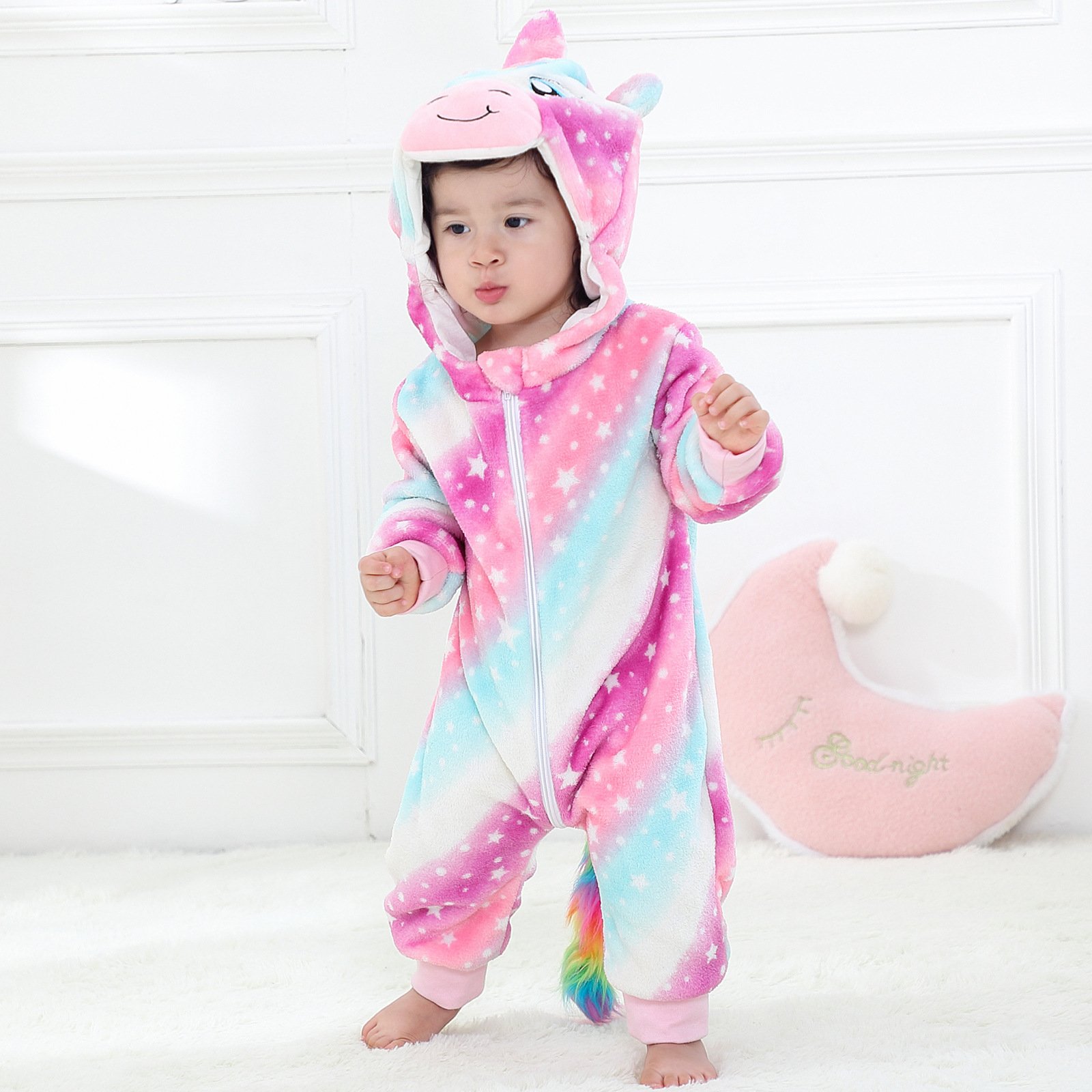 TCXW022418 Wholesale Jumpsuits Infant Girls Boys Cosplay Costumes Winter Animal Newborn Baby Rompers With Front Zipper