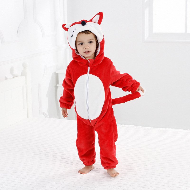 TCXW022418 Wholesale Jumpsuits Infant Girls Boys Cosplay Costumes Winter Animal Newborn Baby Rompers With Front Zipper