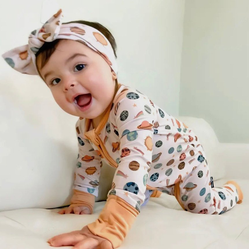 baby girls clothing sets Bamboo clothes Custom Print Infant Pajamas Soft Breathable Baby clothes Zipper Ruffle Baby Rompers