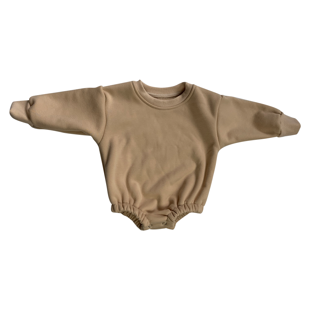 Unisex Cotton Bubble Romper for Baby Solid Color Long Sleeve Sweatshirt Clothing for toddler