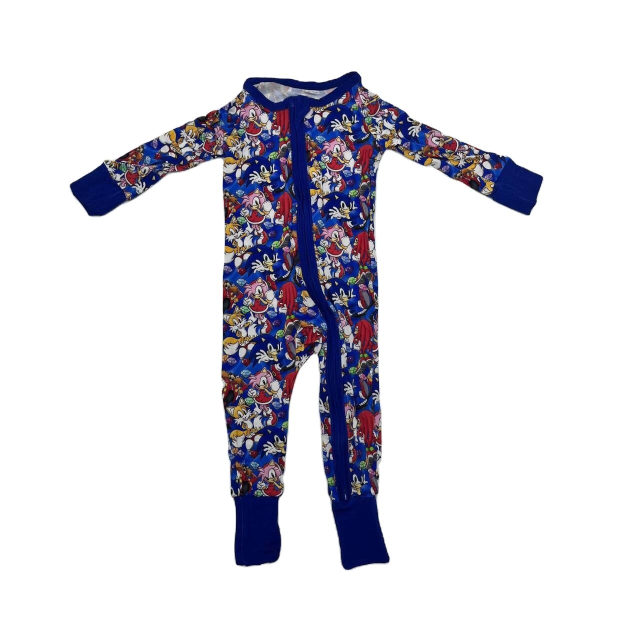 Langzhe RTS Comfortable bamboo fiber baby jumpsuit custom printed unisex soft skin breathable tights zip romper