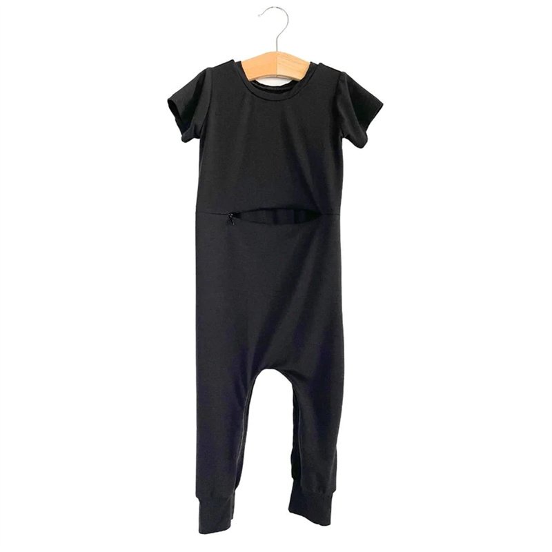 Custom Bamboo Romper With G-Tube Access For Kids High Quality Baby Romper OEM Clothes