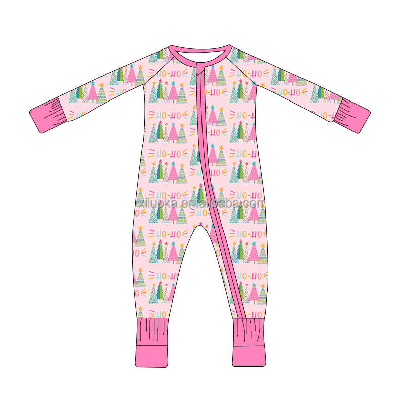 Manufacturer Supplier Wholesale Long Sleeve Bamboo Zipper Baby Pajamas Custom Print Bamboo Sleeper Newborn Baby Romper