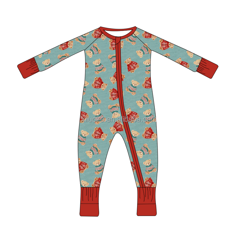 Manufacturer Supplier Wholesale Long Sleeve Bamboo Zipper Baby Pajamas Custom Print Bamboo Sleeper Newborn Baby Romper
