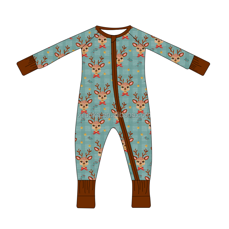 Manufacturer Supplier Wholesale Long Sleeve Bamboo Zipper Baby Pajamas Custom Print Bamboo Sleeper Newborn Baby Romper