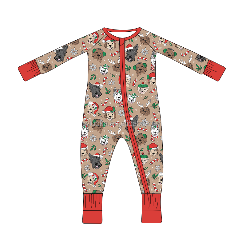 Manufacturer Supplier Wholesale Long Sleeve Bamboo Zipper Baby Pajamas Custom Print Bamboo Sleeper Newborn Baby Romper