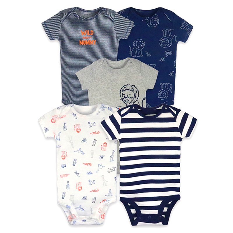 Summer Toddler Baby Girl Jumpsuit Clothes Infant Short Sleeves Baby Rompers 5pcs Set Baby Bodysuits