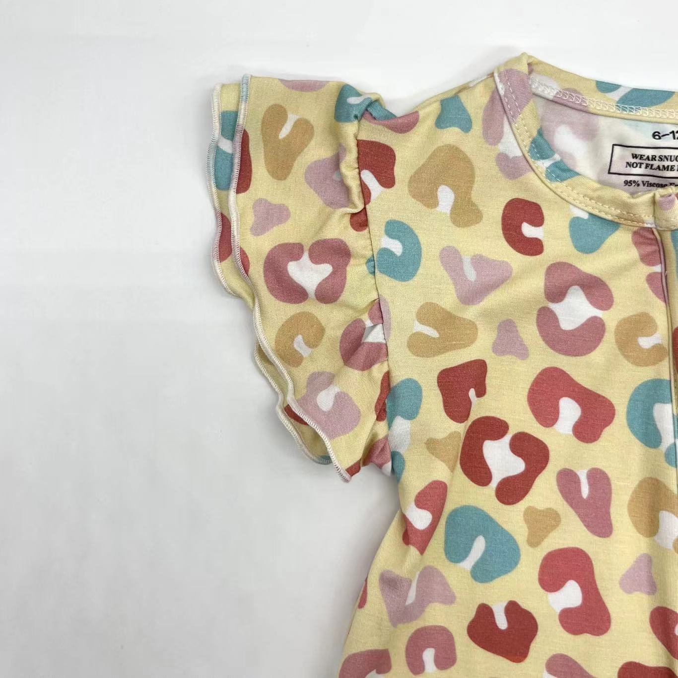 Hot sale 2024 summer custom 95% Bamboo Viscose floral pattern zipper baby pajamas