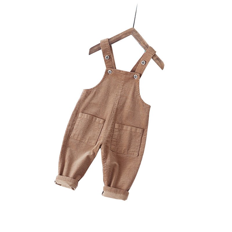 2022 Wholesale boutique children clothing corduroy suspenders pants kids girl warm pants with pockets jumpsuit