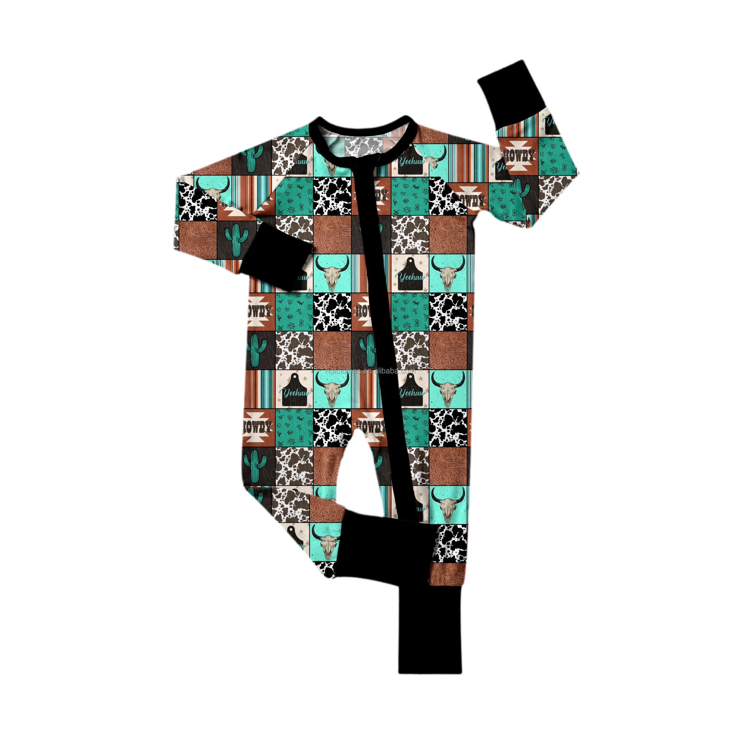 Custom Print Soft and Breathable Baby Zipper Bamboo Footed Pajamas