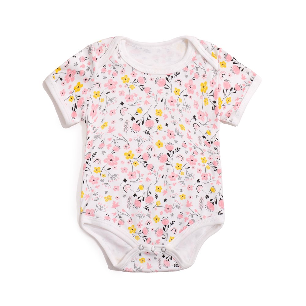 Onesies Clothes Summer Short Sleeve Cartoon Unisex Baby Rompers Wholesale Manufacturer White Solid Color