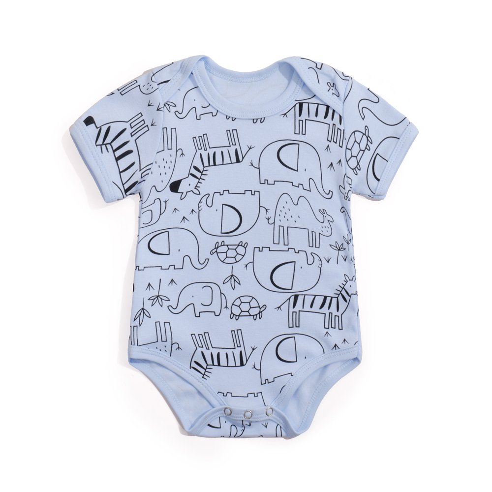 Onesies Clothes Summer Short Sleeve Cartoon Unisex Baby Rompers Wholesale Manufacturer White Solid Color