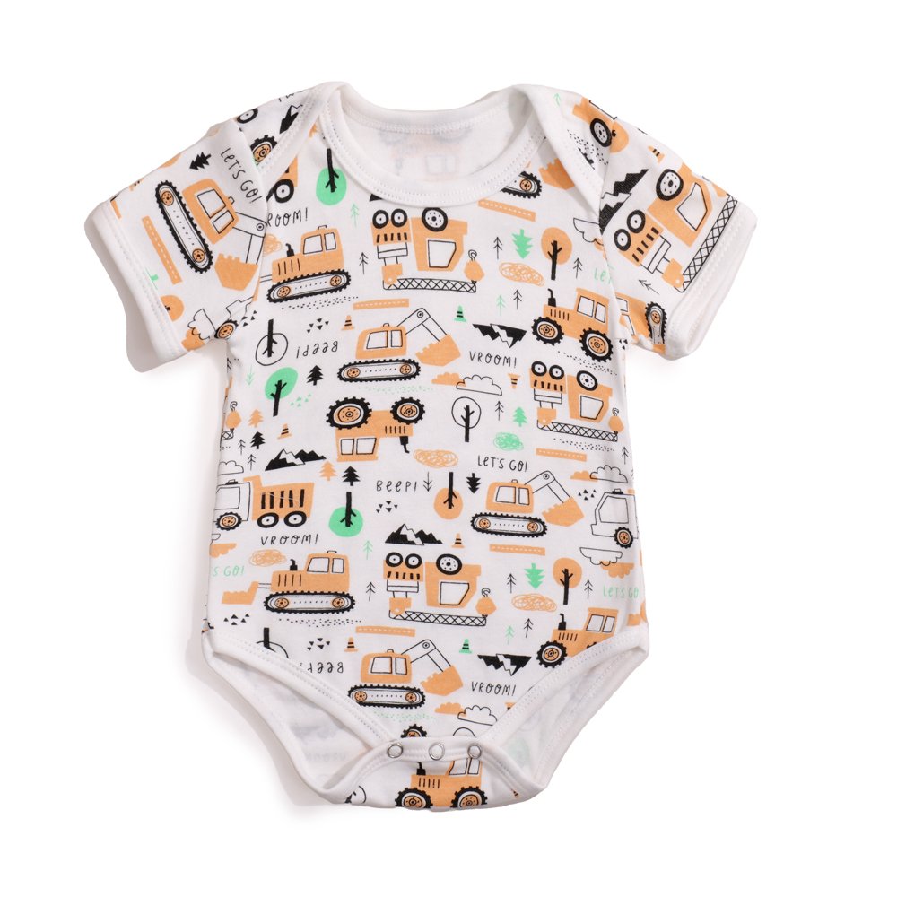 Onesies Clothes Summer Short Sleeve Cartoon Unisex Baby Rompers Wholesale Manufacturer White Solid Color