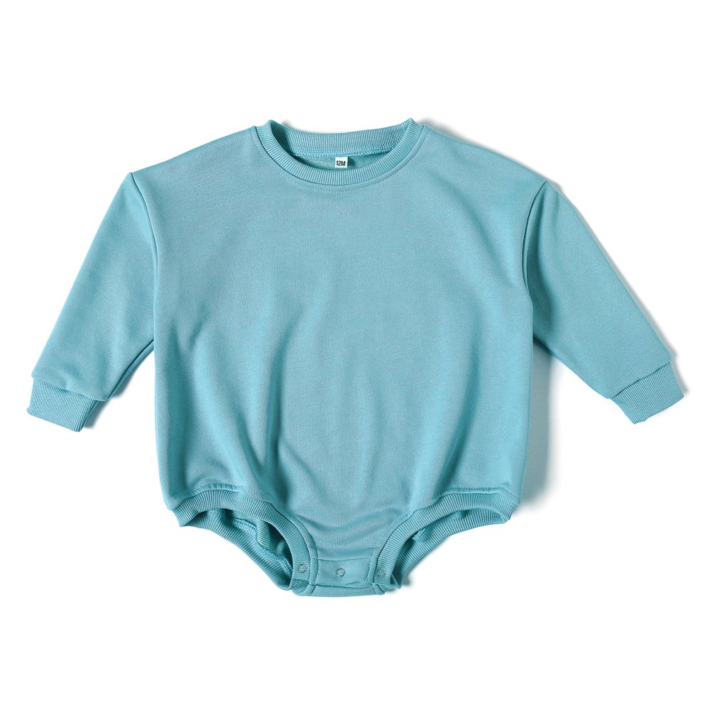 Customized French Terry Cotton Baby Romper Long Sleeve Blank Monogram Sweatshirt Infant Bubble