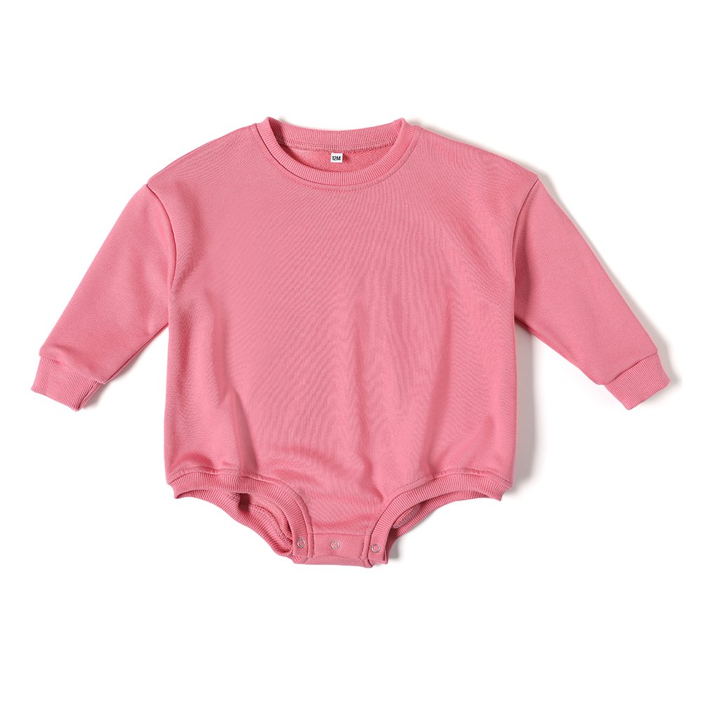 Customized French Terry Cotton Baby Romper Long Sleeve Blank Monogram Sweatshirt Infant Bubble