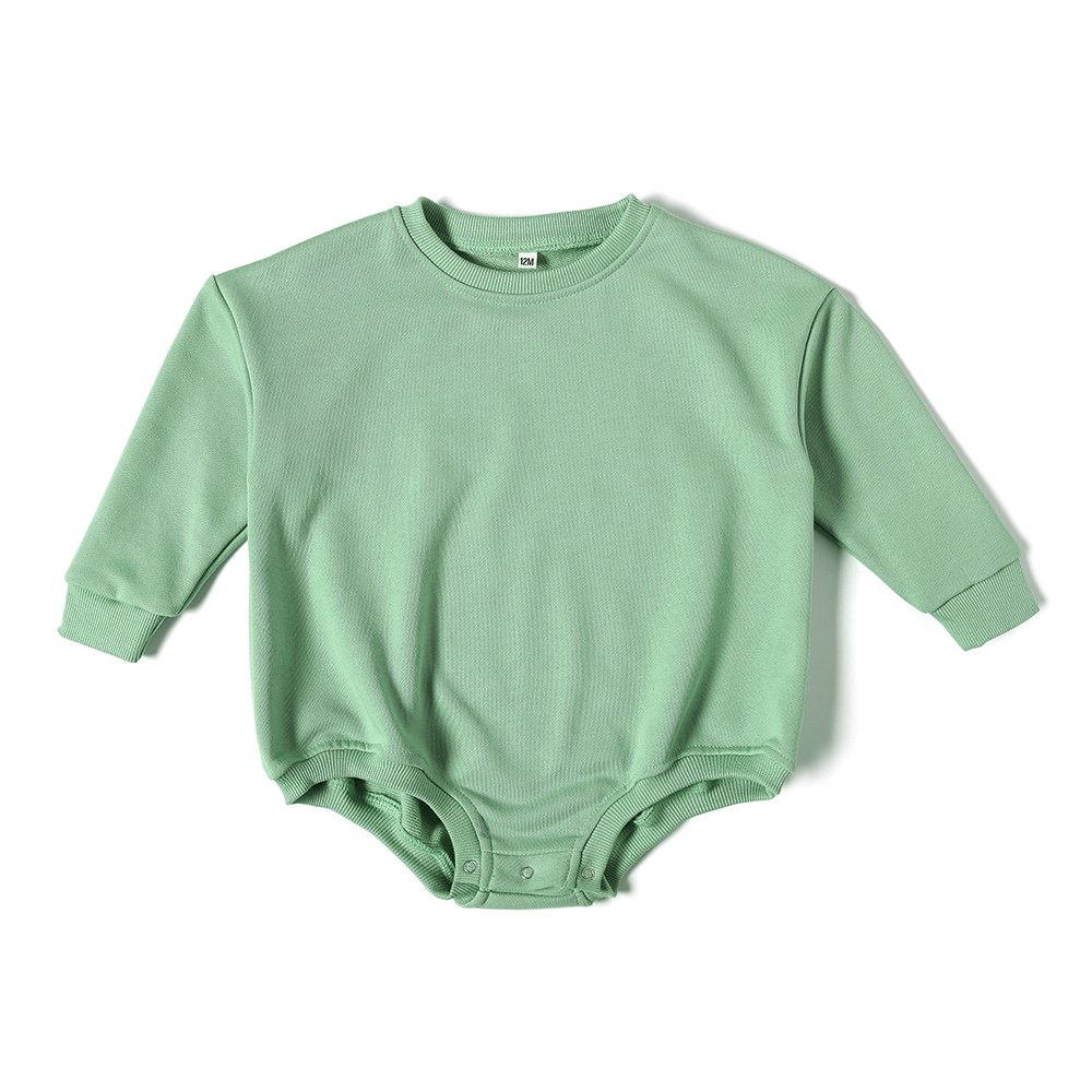 Customized French Terry Cotton Baby Romper Long Sleeve Blank Monogram Sweatshirt Infant Bubble