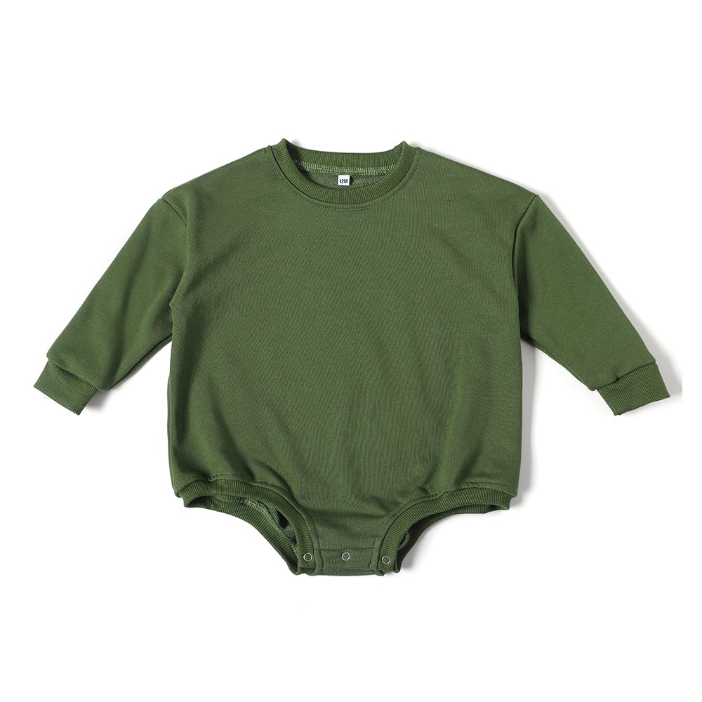 Customized French Terry Cotton Baby Romper Long Sleeve Blank Monogram Sweatshirt Infant Bubble