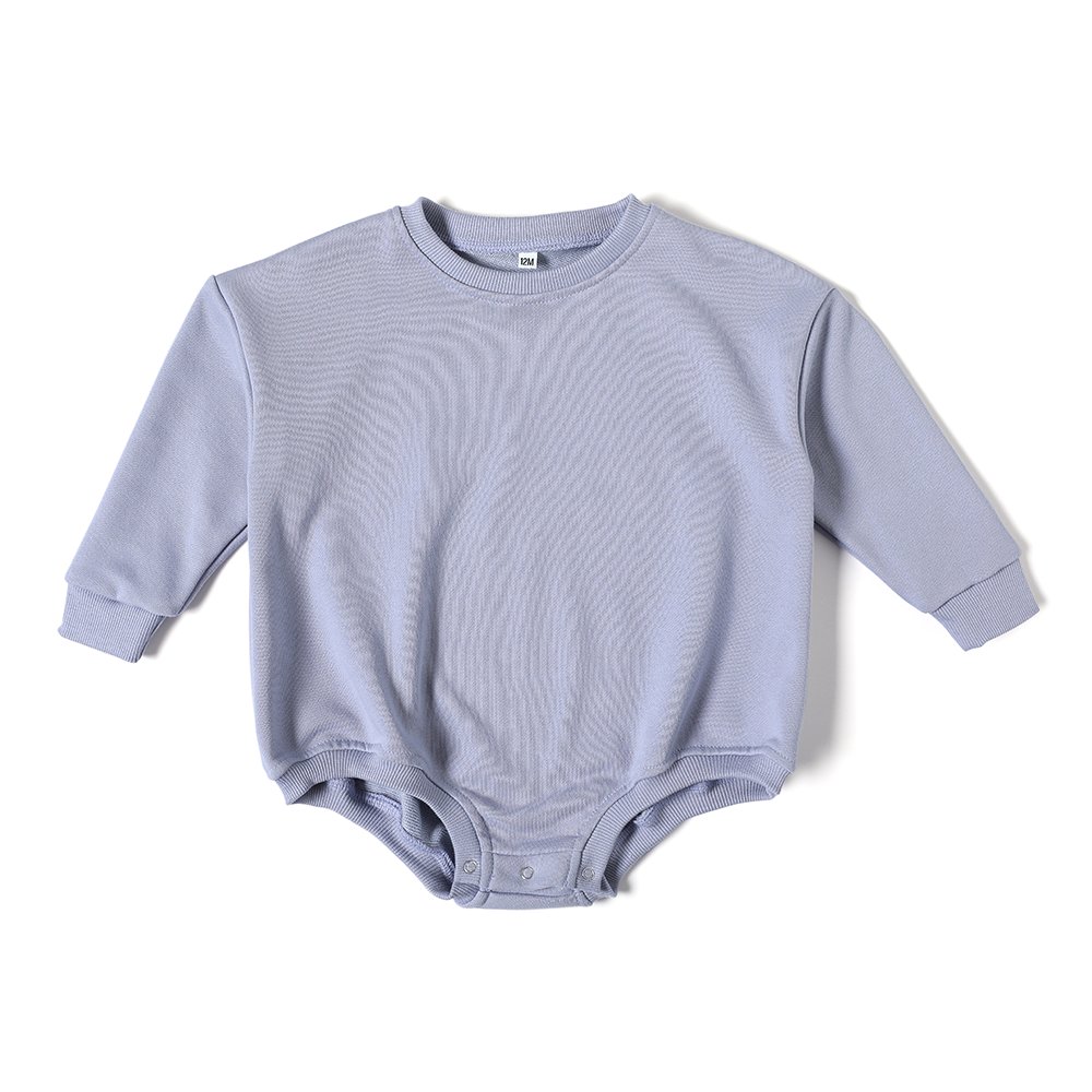 Customized French Terry Cotton Baby Romper Long Sleeve Blank Monogram Sweatshirt Infant Bubble