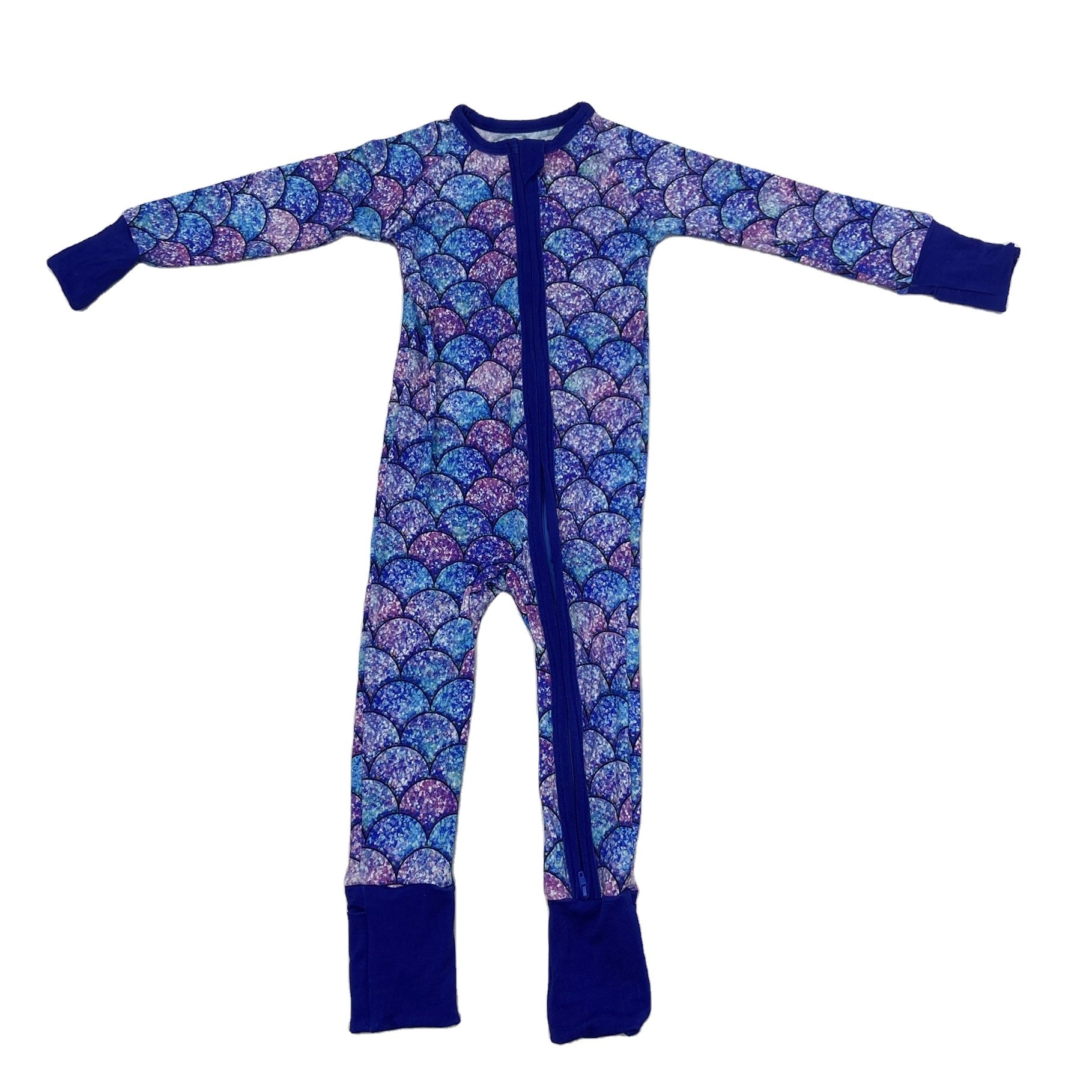 Qingli Oem New Arrival Bamboo Baby Romper Deer Print Long Sleeve Waffle Jumper Unisex Zipper Romper