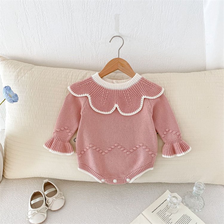 Manufacturer 100% Organic Cotton Summer Crochet Baby Romper Custom Unisex Rib Pattern Thick Baby Knitted Romper