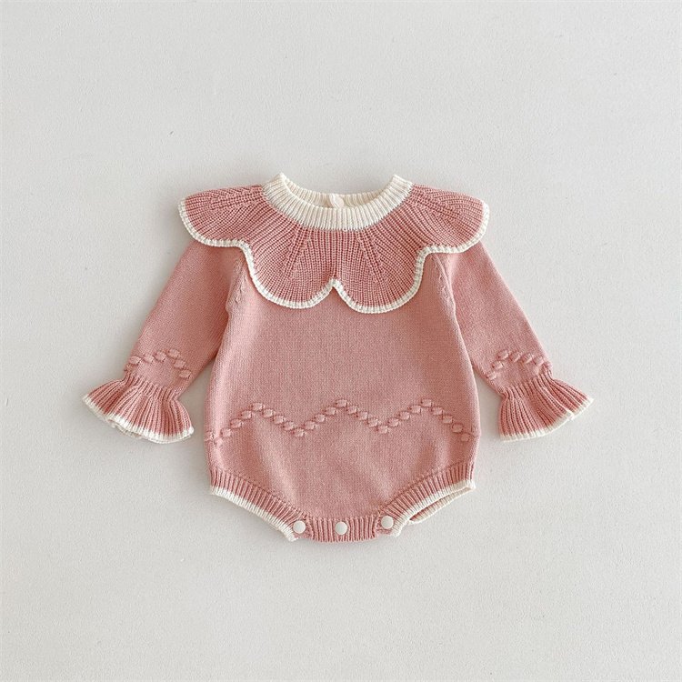 Manufacturer 100% Organic Cotton Summer Crochet Baby Romper Custom Unisex Rib Pattern Thick Baby Knitted Romper