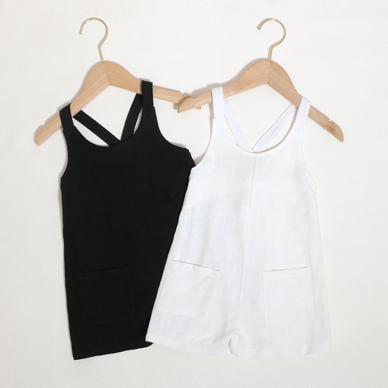 Top Grade Custom Infant Bodysuits Sleeveless Casual Overalls Pockets Boy Girl Baby Rompers Wholesale
