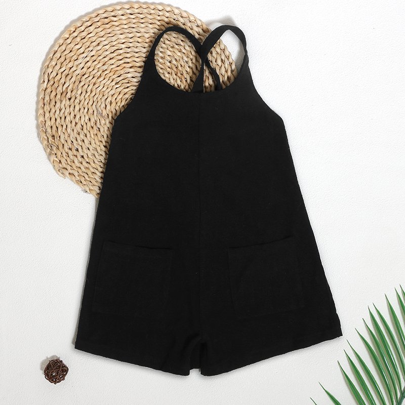Top Grade Custom Infant Bodysuits Sleeveless Casual Overalls Pockets Boy Girl Baby Rompers Wholesale