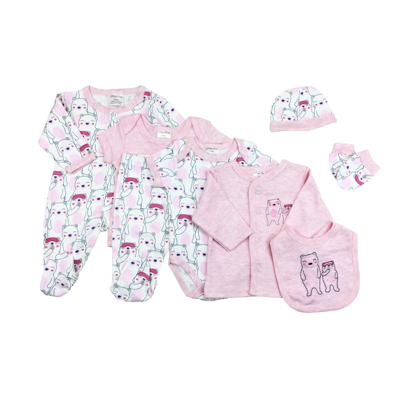 High Quality Toddler Newborn Multi Designs Combed Cotton 8pcs Set New Born Baby Body Suit Baby Romper Set