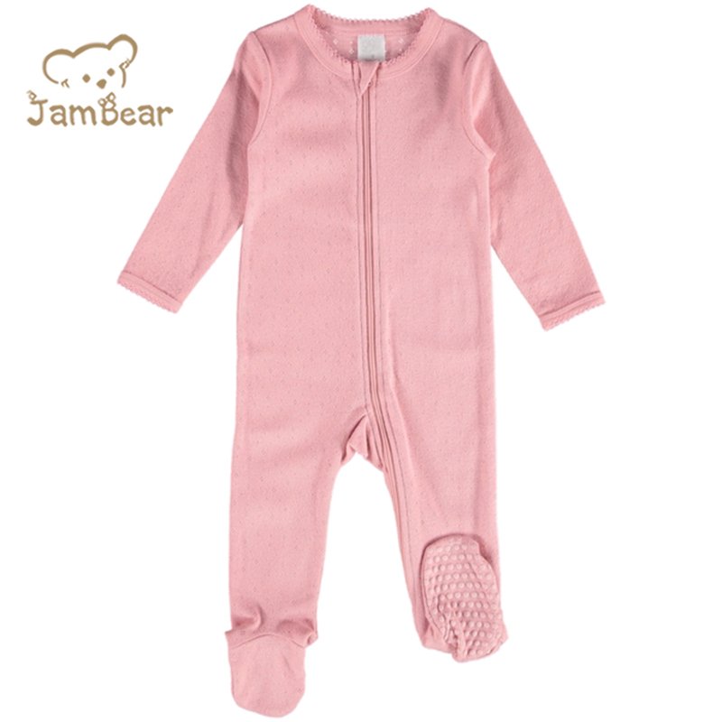 Organic Bamboo Baby footie baby onsies with zipper Newborn infant footie rompers sleepsuit custom baby zip onesie
