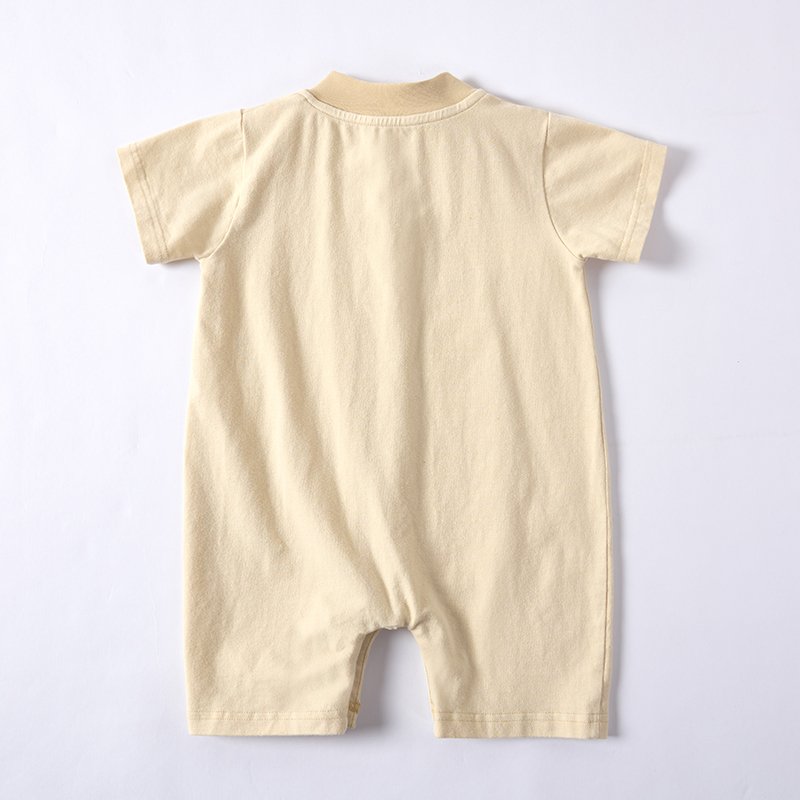 Baby Clothes Wholesale Plant Dye Natural Dye New Born Baby Clothes Jumpsuit Short Sleeve Solid Baby Romper