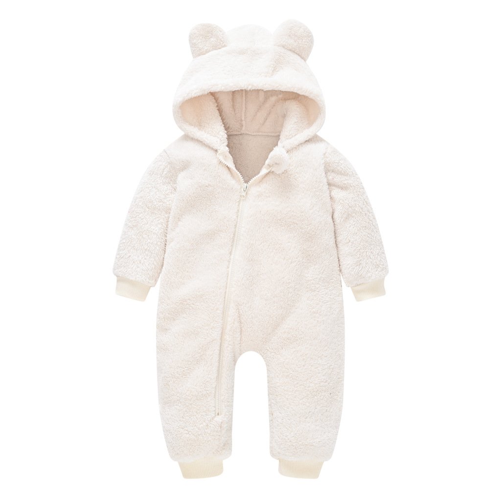 Wholesale Bear Jumpsuits Infant Girls Boys Cosplay Costumes Winter Animal Newborn Baby Rompers With Front Zipper