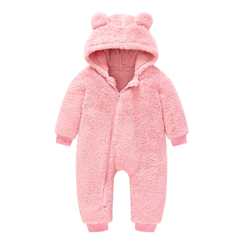 Wholesale Bear Jumpsuits Infant Girls Boys Cosplay Costumes Winter Animal Newborn Baby Rompers With Front Zipper