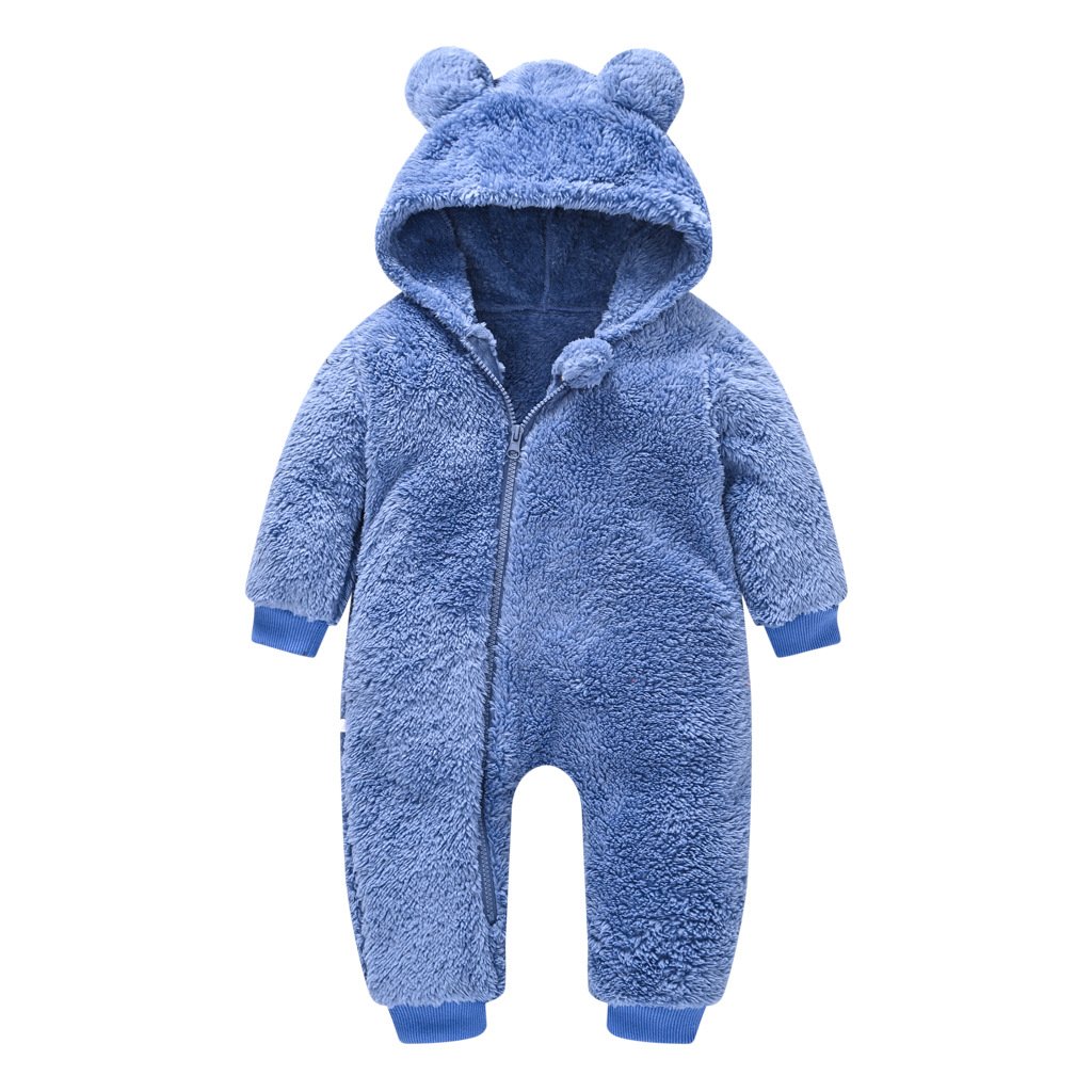 Wholesale Bear Jumpsuits Infant Girls Boys Cosplay Costumes Winter Animal Newborn Baby Rompers With Front Zipper