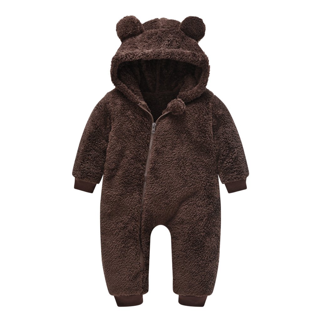 Wholesale Bear Jumpsuits Infant Girls Boys Cosplay Costumes Winter Animal Newborn Baby Rompers With Front Zipper