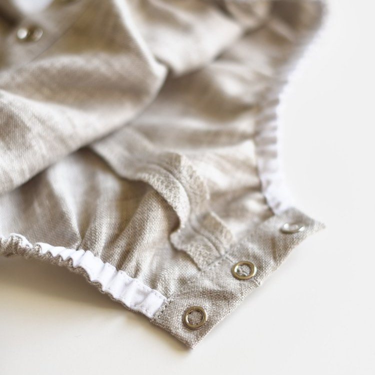 Baby Clothes Linen Pajamas Plain Solid Color Short-sleeved Baby Romper 100% Linen Woven ODM Unisex Support Summer kids pajamas