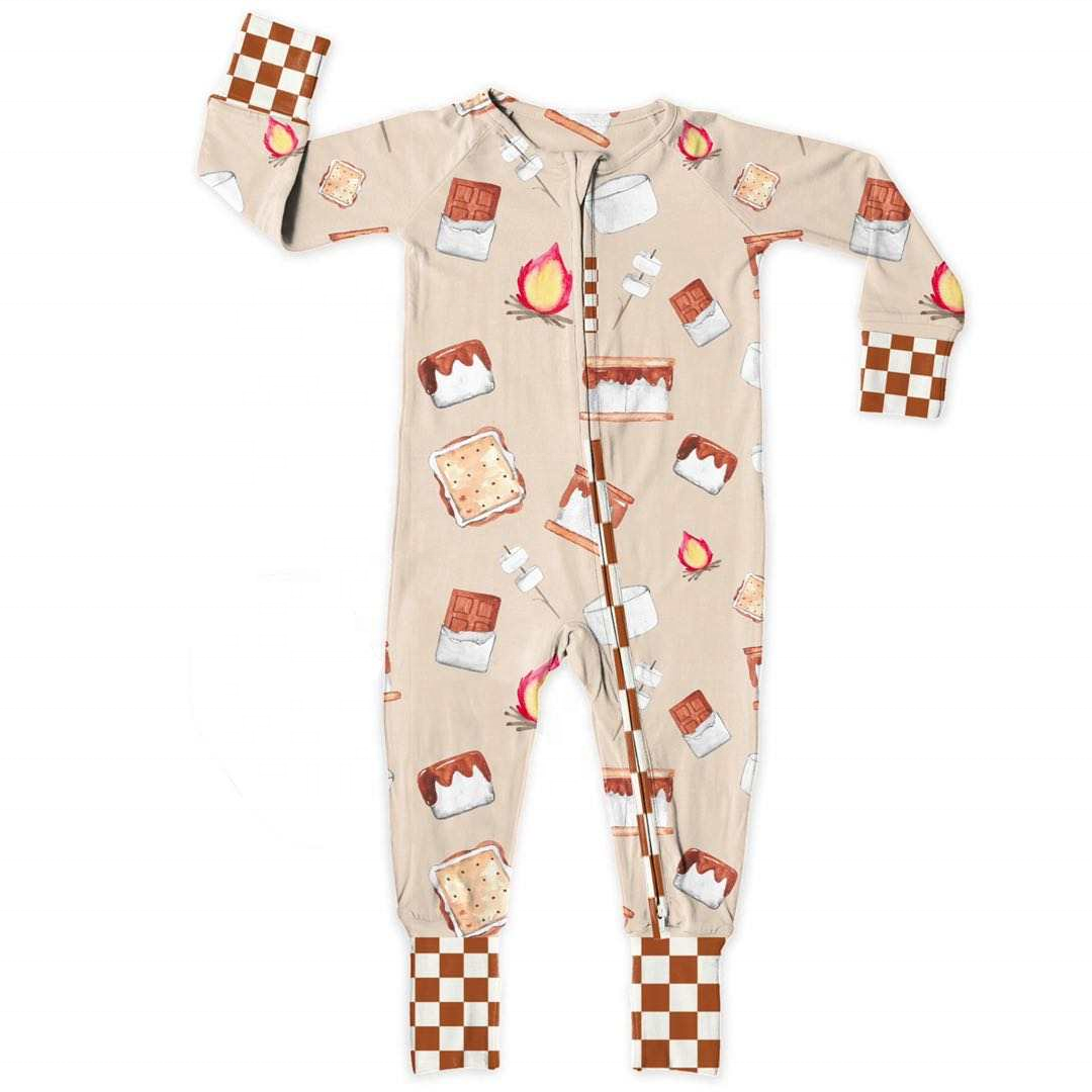 Custom Print Bamboo Viscose Pajamas Organic Double Zipper Bamboo Baby Romper Little Sleepers Kids Bamboo Baby Clothes Wholesale
