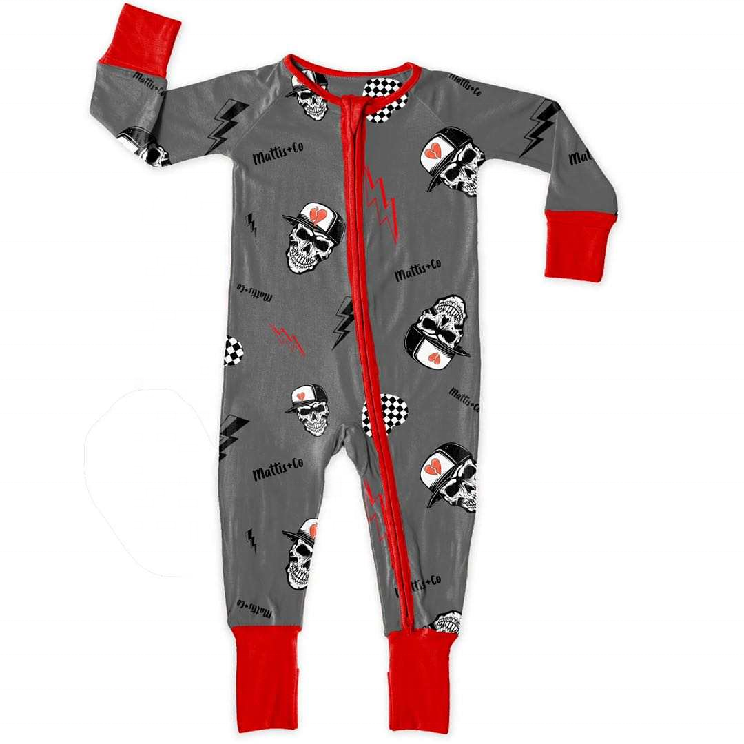 Custom Print Bamboo Viscose Pajamas Organic Double Zipper Bamboo Baby Romper Little Sleepers Kids Bamboo Baby Clothes Wholesale