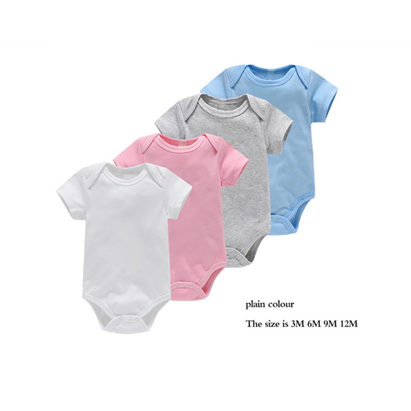 Wholesale Custom Newborn Baby Clothes Cotton Short Sleeve White Baby Bodysuit Jumpsuit Baby Rompers