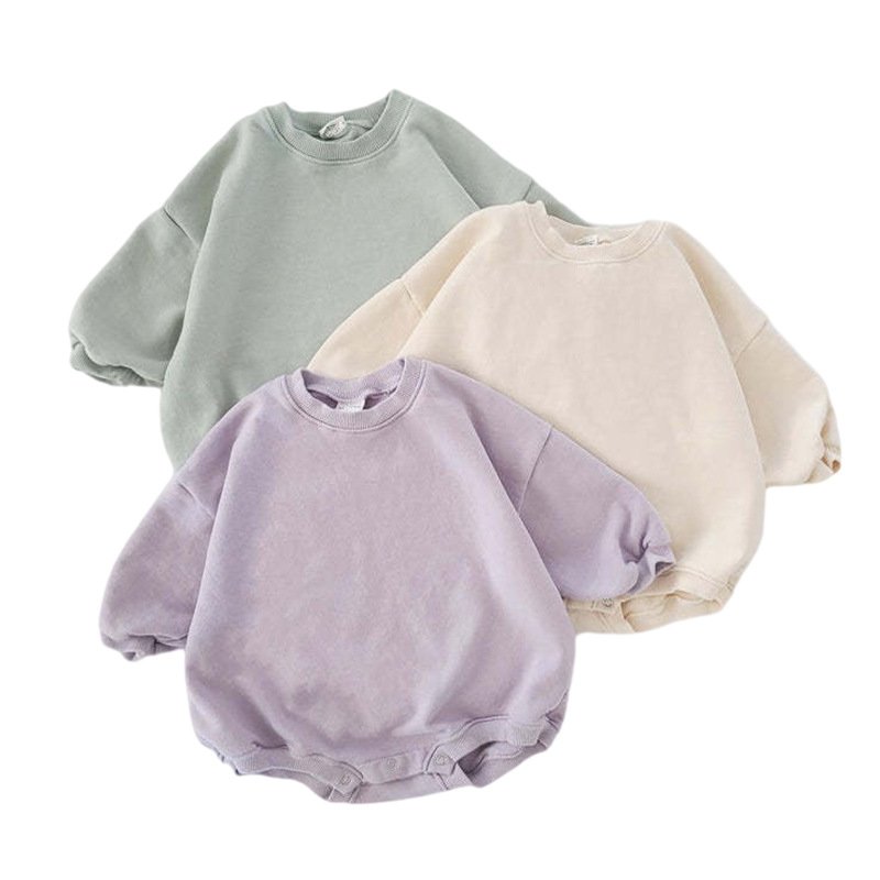 Oversized Cotton Rompers for Infant Babys Long Sleeve Jumpsuit Basic Sweatshirt Newborn Solid Romper