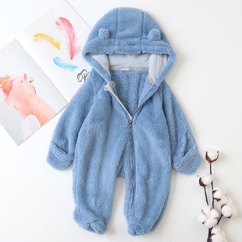 Wholesale spring autumn and winter baby romper with hand and foot cover newborn baby flannel one-piece romper